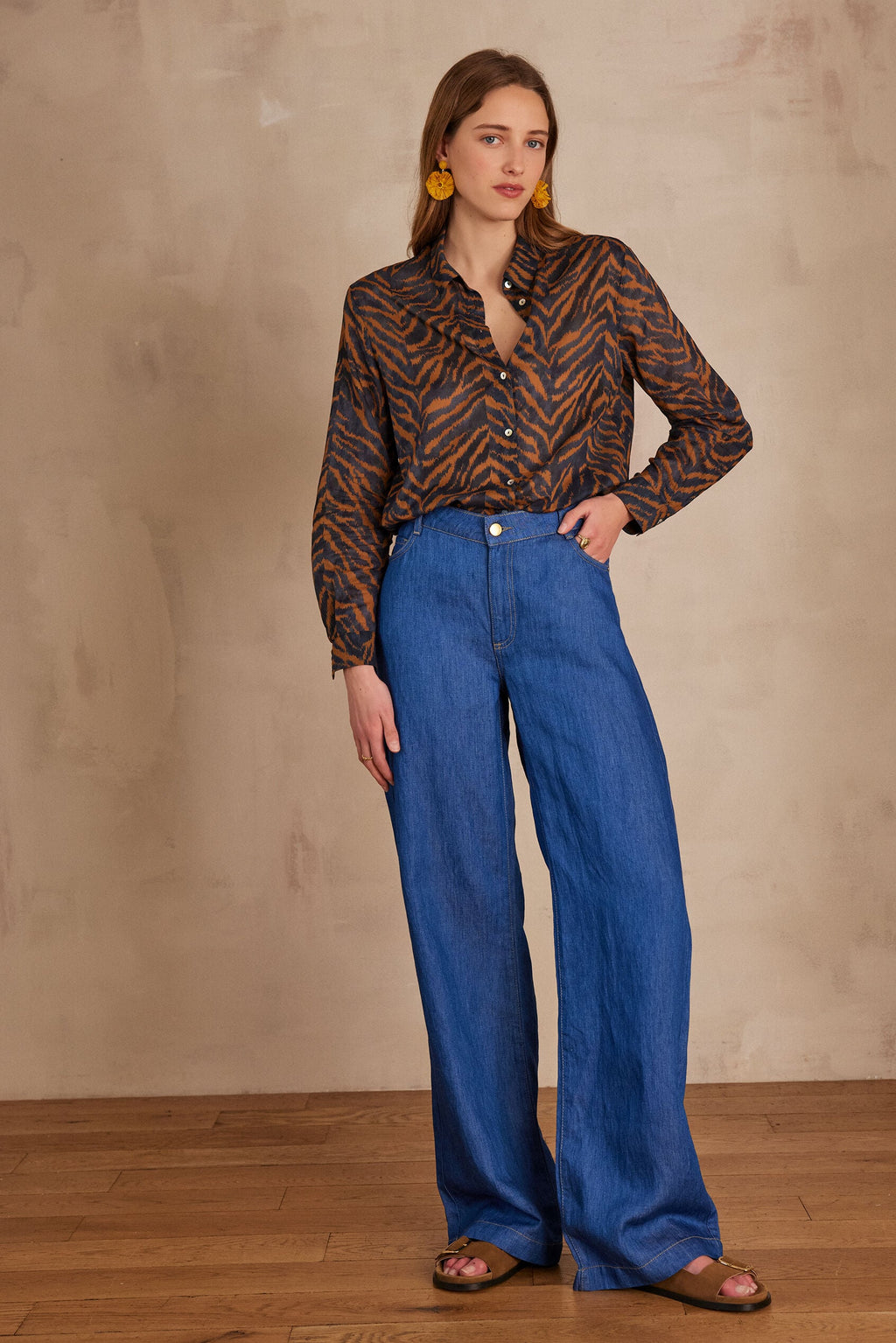 Pantalón Sandy Bis Wide Leg - Índigo Oscuro