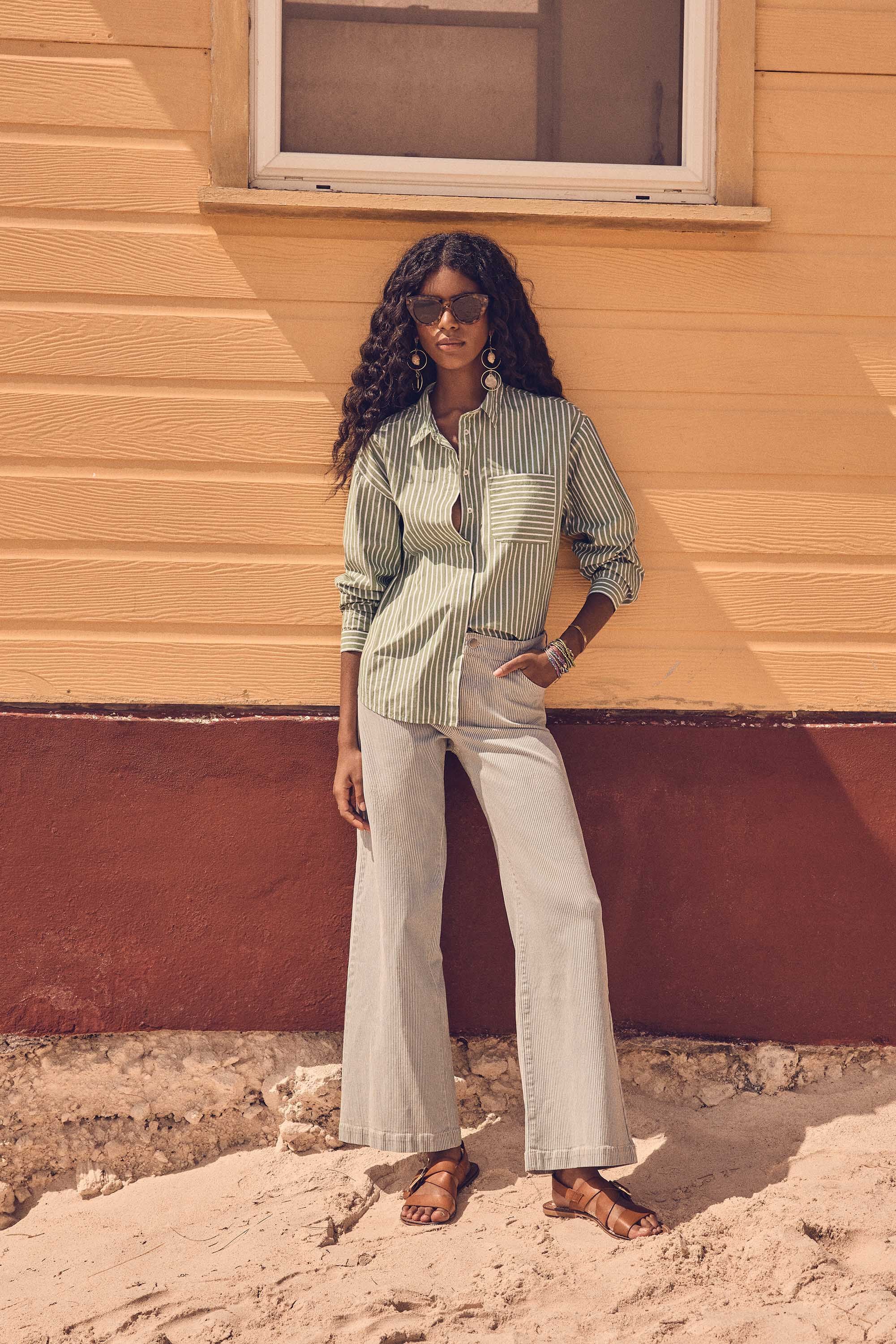 Sandy Striped Trousers - English Green