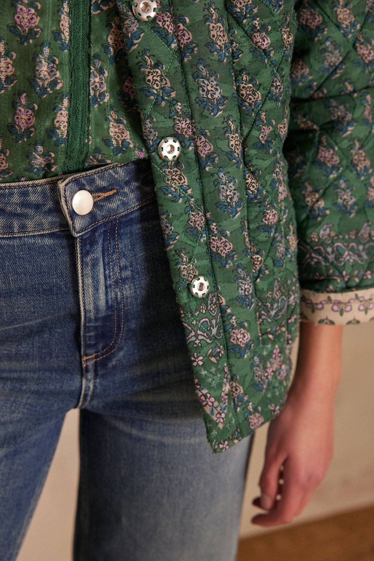 Caline Printed Jacket - Fir Green