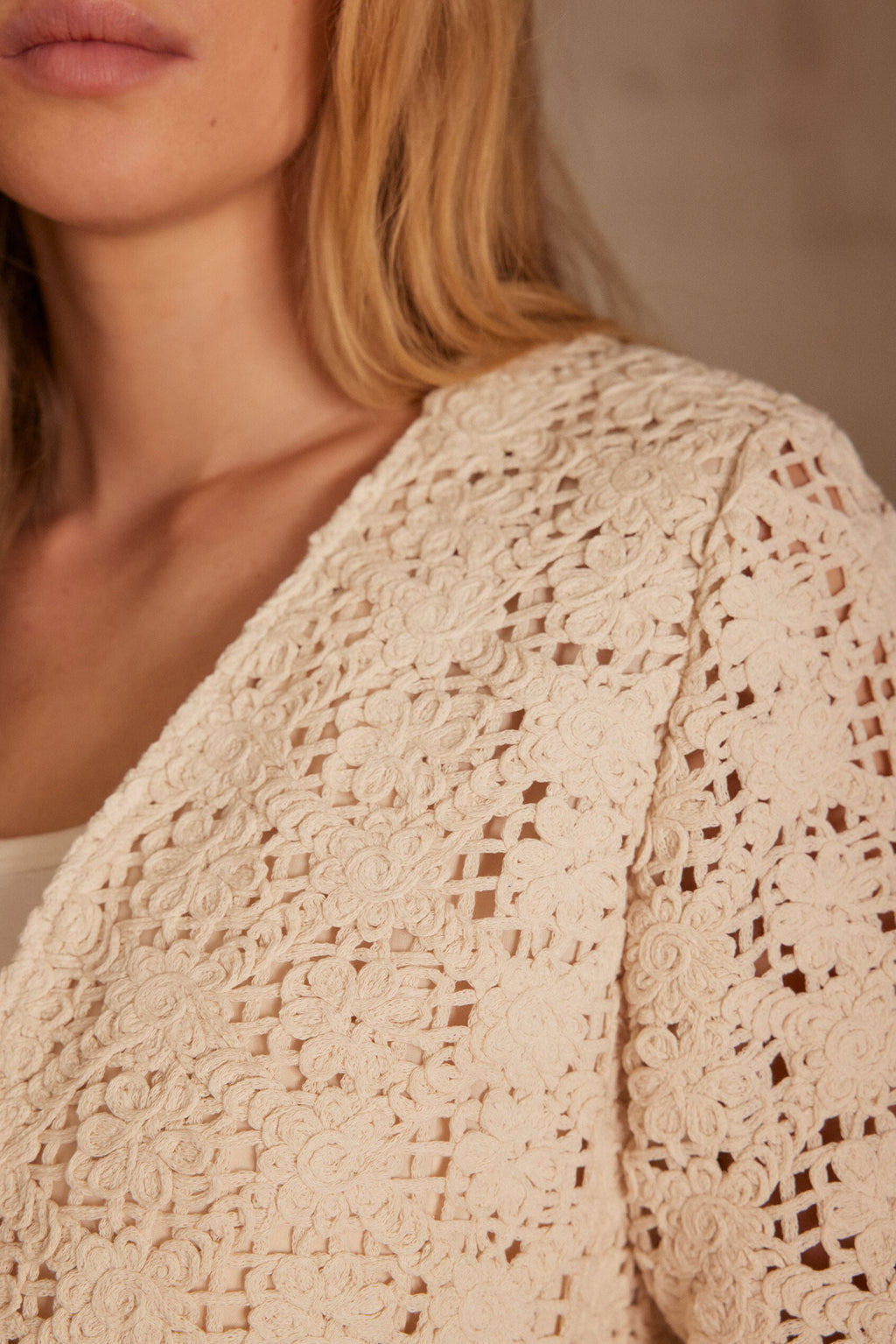 Chaqueta Neil Macramé - Crudo