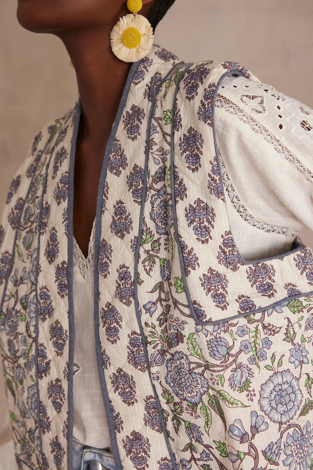 Chaleco Constance Estampado - Azul Cielo
