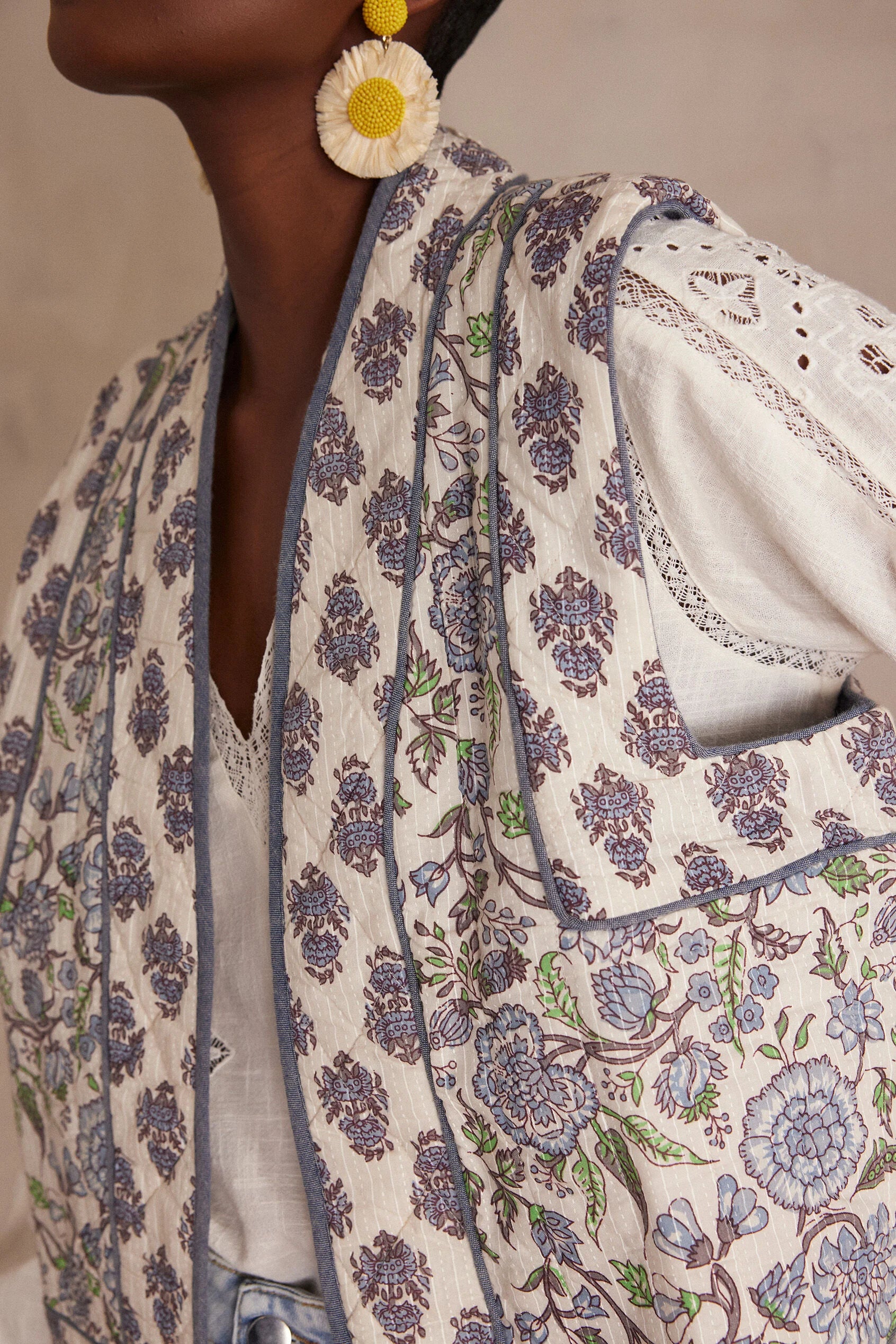 Chaleco Constance Estampado - Azul Cielo