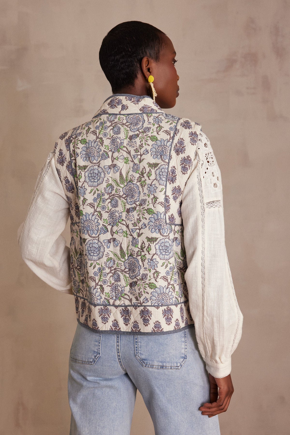 Chaleco Constance Estampado - Azul Cielo