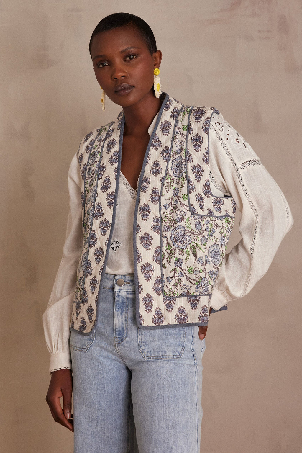 Chaleco Constance Estampado - Azul Cielo