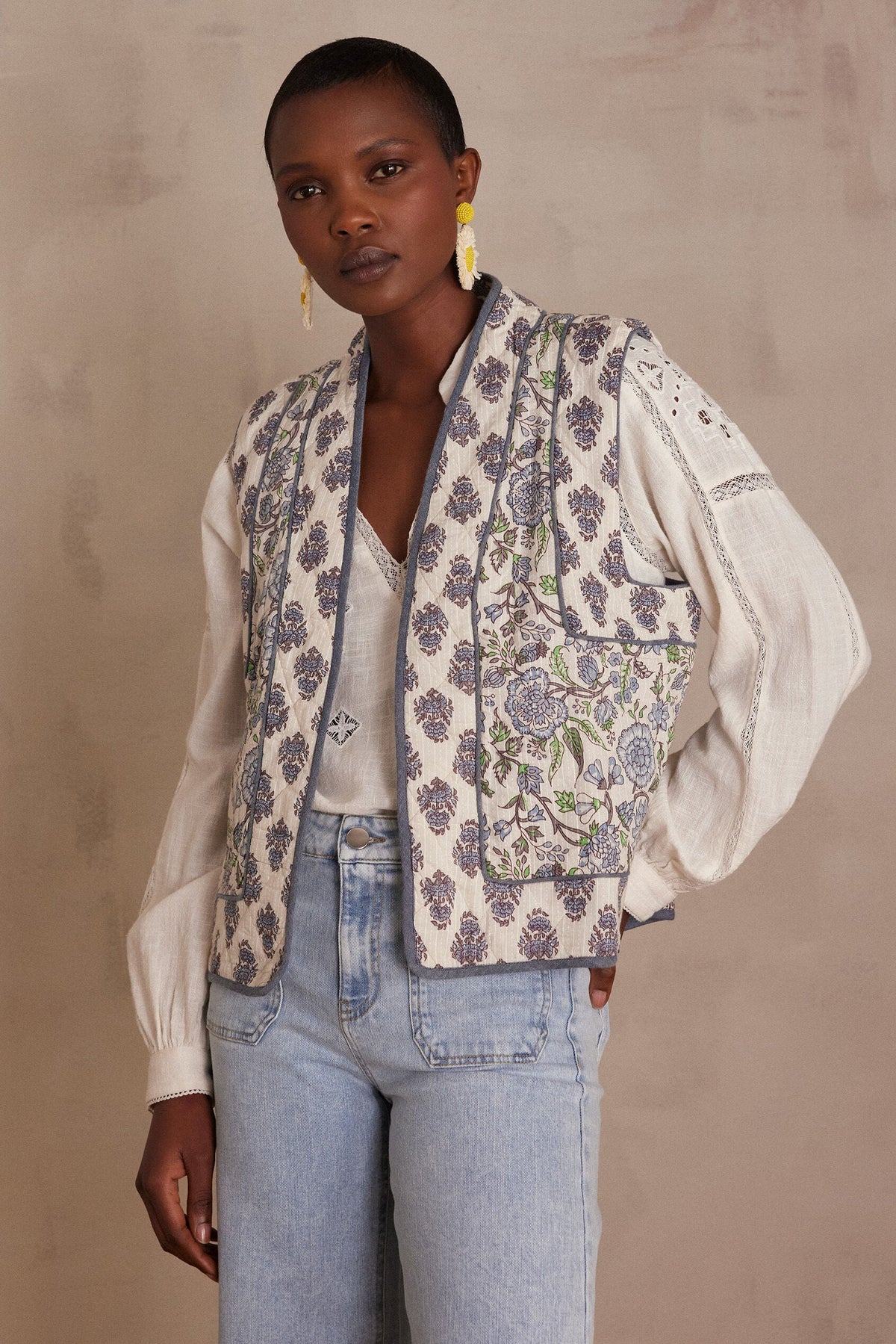 Chaleco Constance Estampado - Azul Cielo