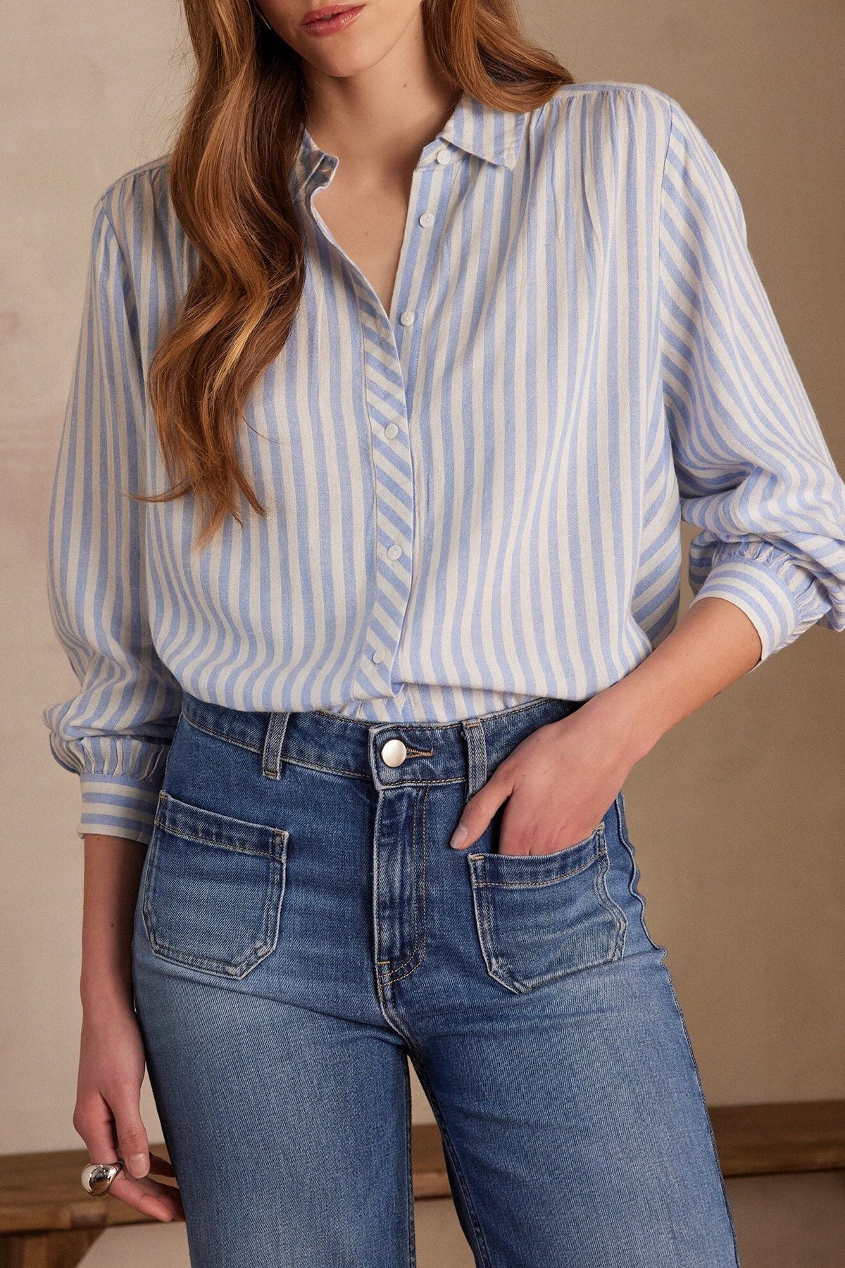 Blusa Poppy Rayas - Azul Cielo