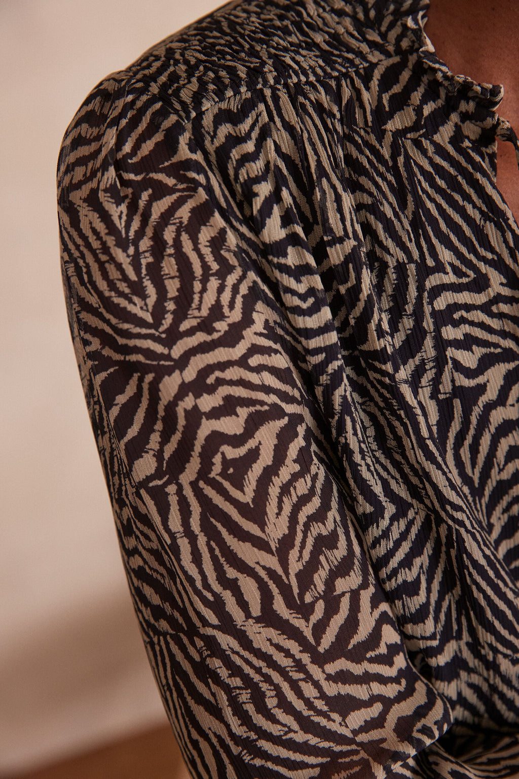Prisca Zebra Print Blouse - Black