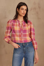 Blusa Prudence Cuadros - Fucsia Oscuro