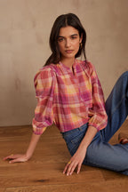 Blusa Prudence Cuadros - Fucsia Oscuro