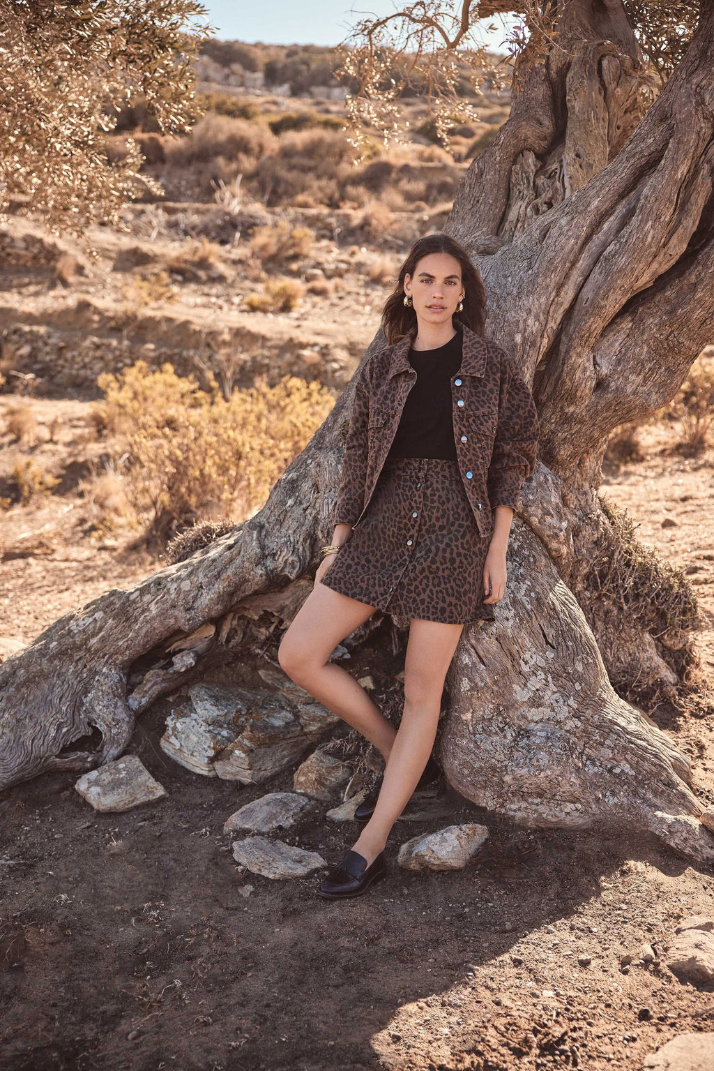 Jane Structured Print - Dark Brown