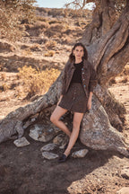 Jane Structured Print - Dark Brown