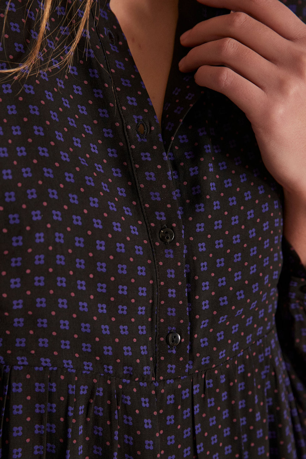 Louise Printed Fluid - Navy