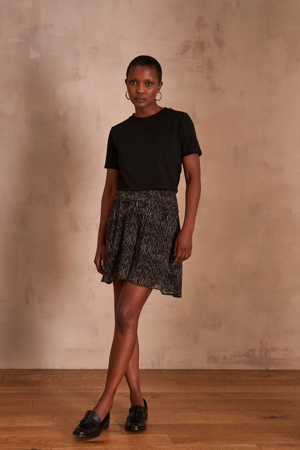 Jade Printed Flowy Skirt - Black