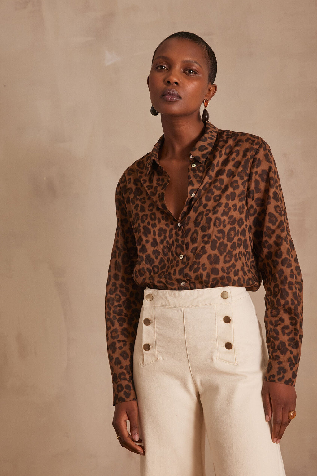 Camisa Colette Estampado Efecto Piel - Marrón Oscuro