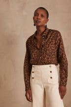 Camisa Colette Estampado Efecto Piel - Marrón Oscuro