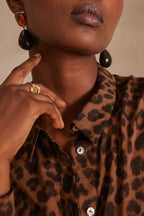 Camisa Colette Estampado Efecto Piel - Marrón Oscuro