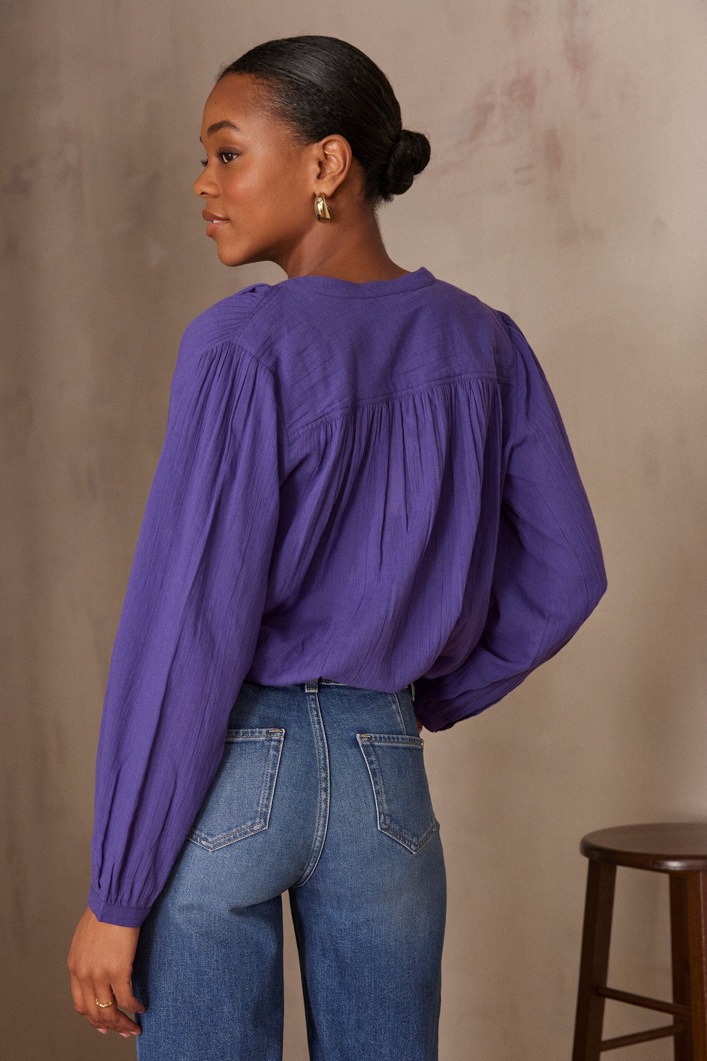 Blouse Papillon Uni - Violet