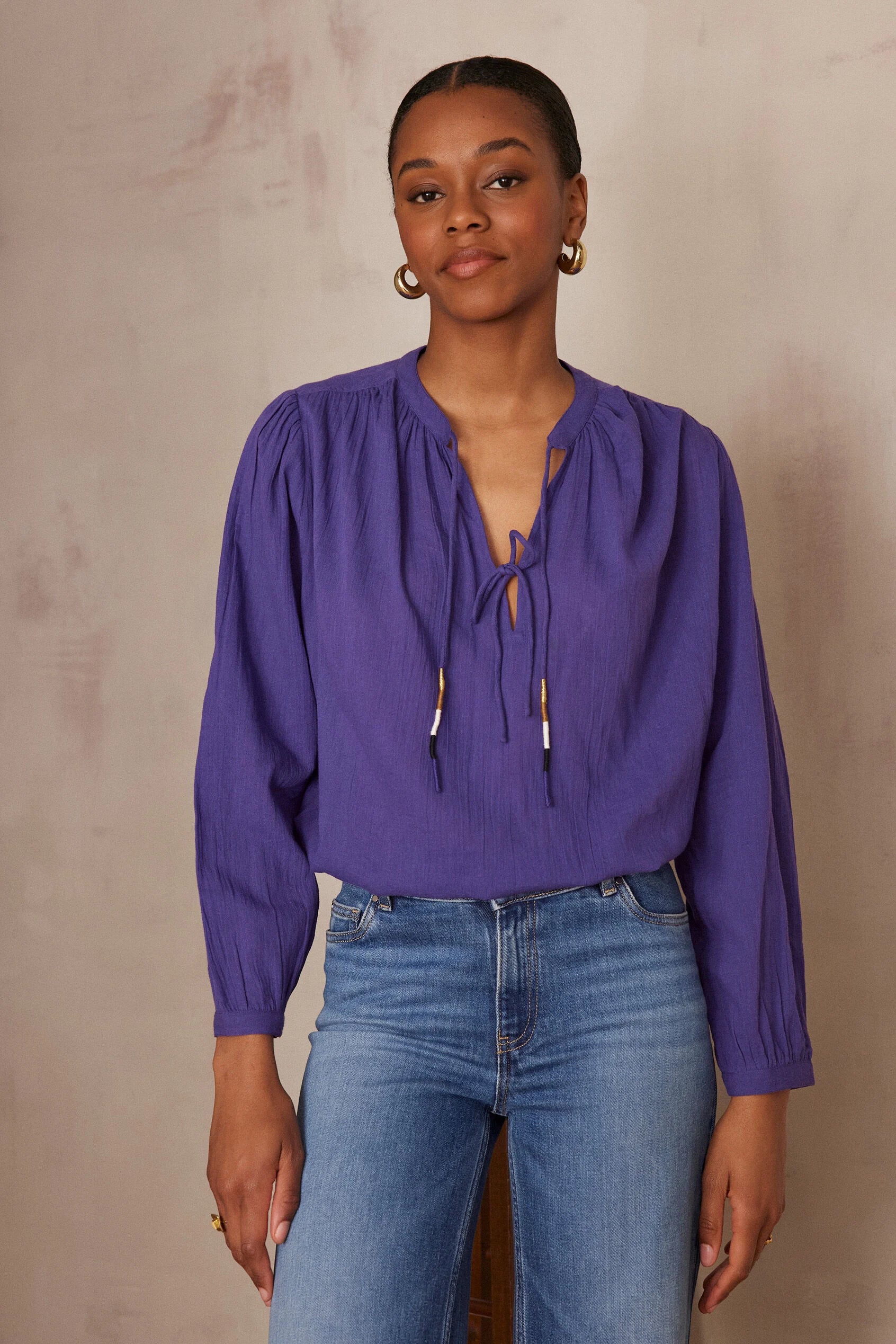 Blouse Papillon Uni - Violet