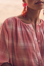 Blusa Pomme Cuadros - Coral