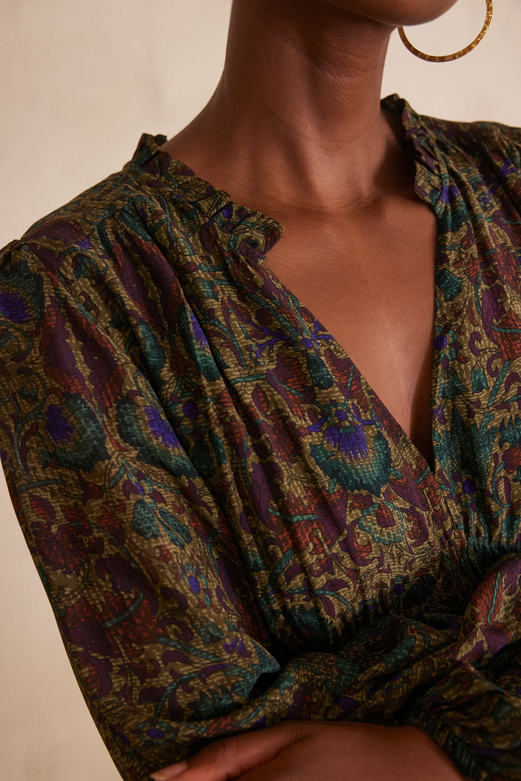 Flou Lorette Estampado - Marrón Oscuro