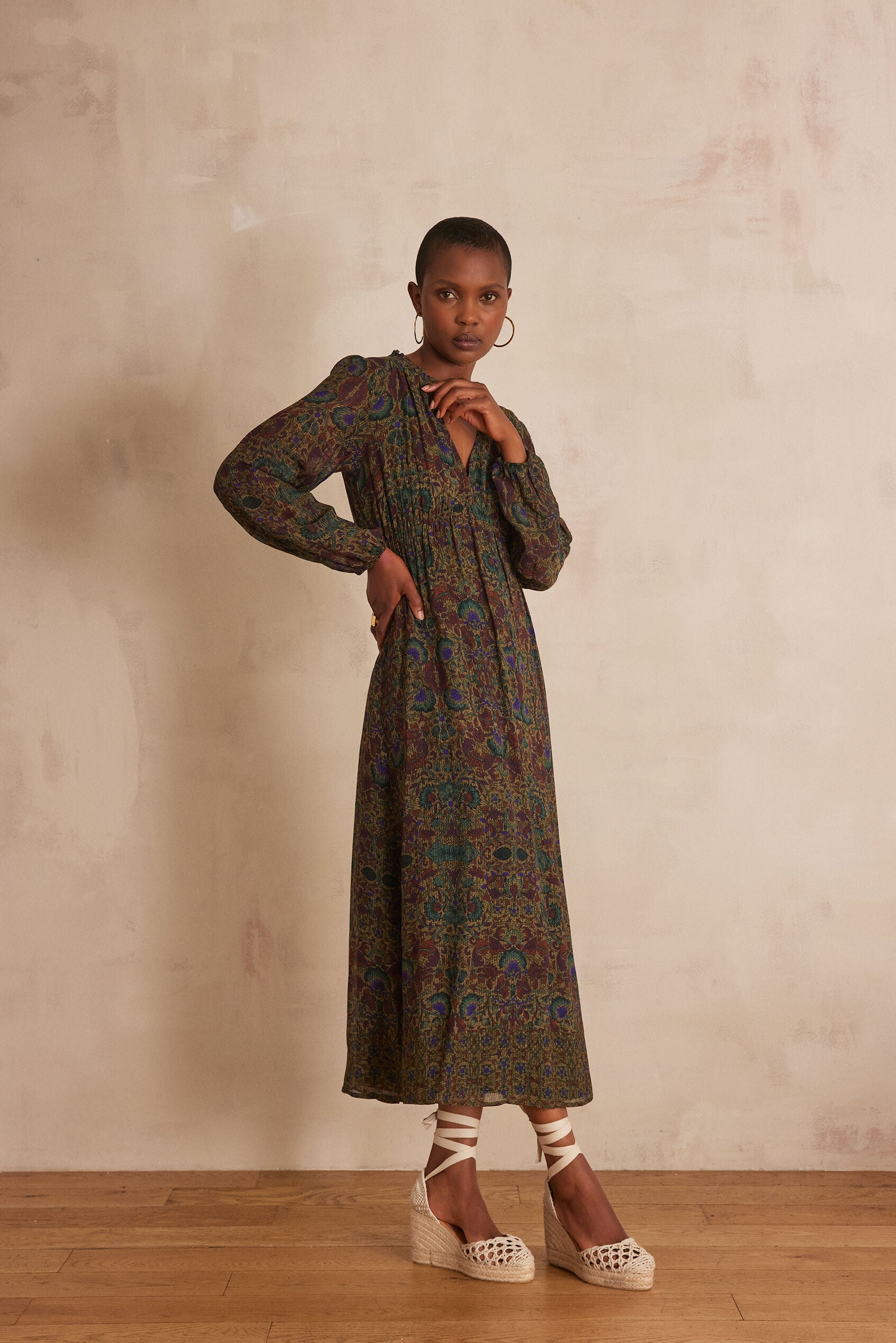 Flou Lorette Estampado - Marrón Oscuro