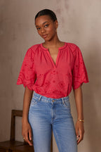 Blusa Pyma Bordado - Frambuesa