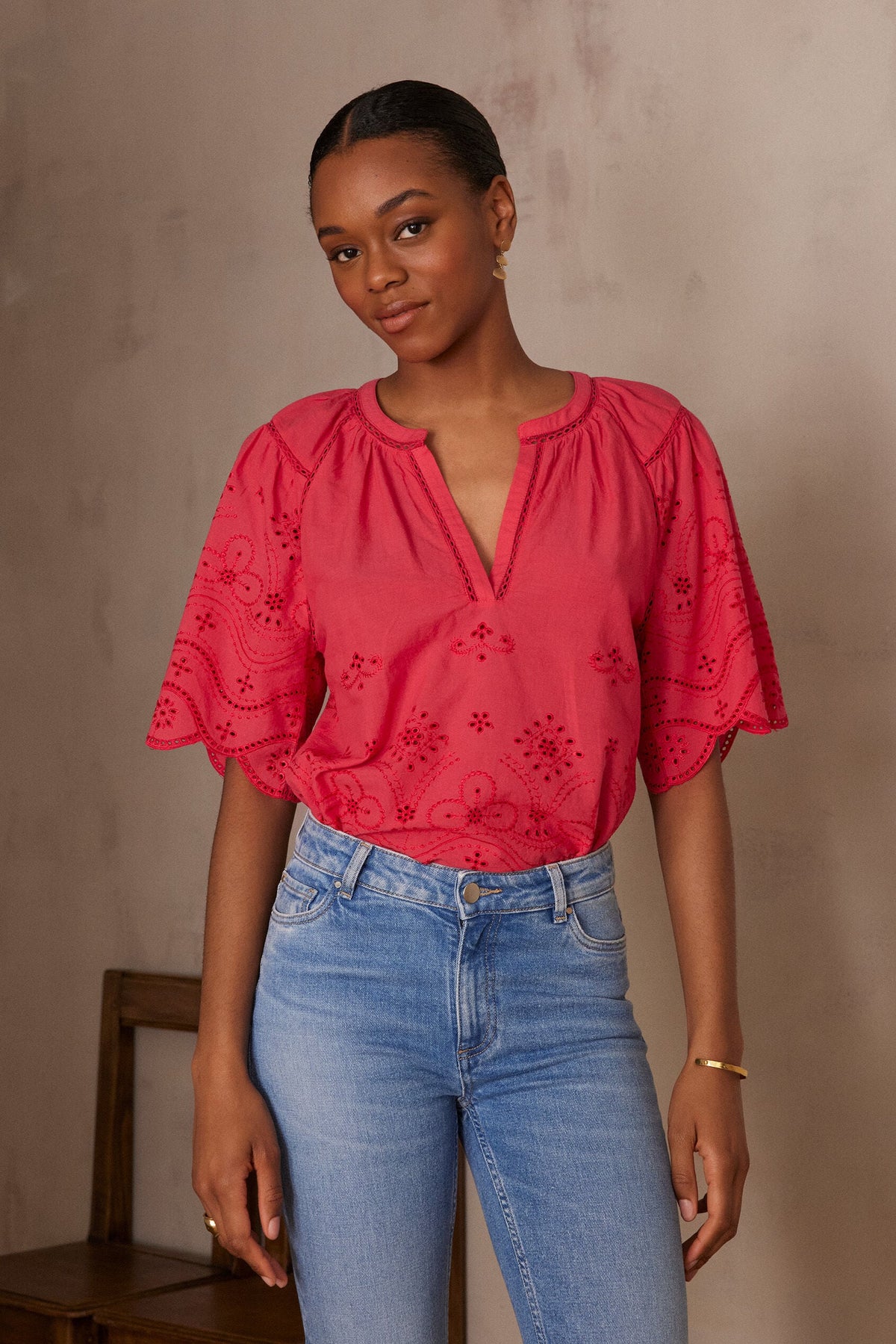 Blusa Pyma Bordado - Frambuesa
