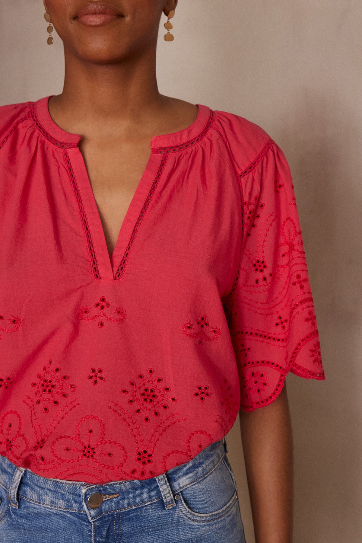 Blusa Pyma Bordado - Frambuesa