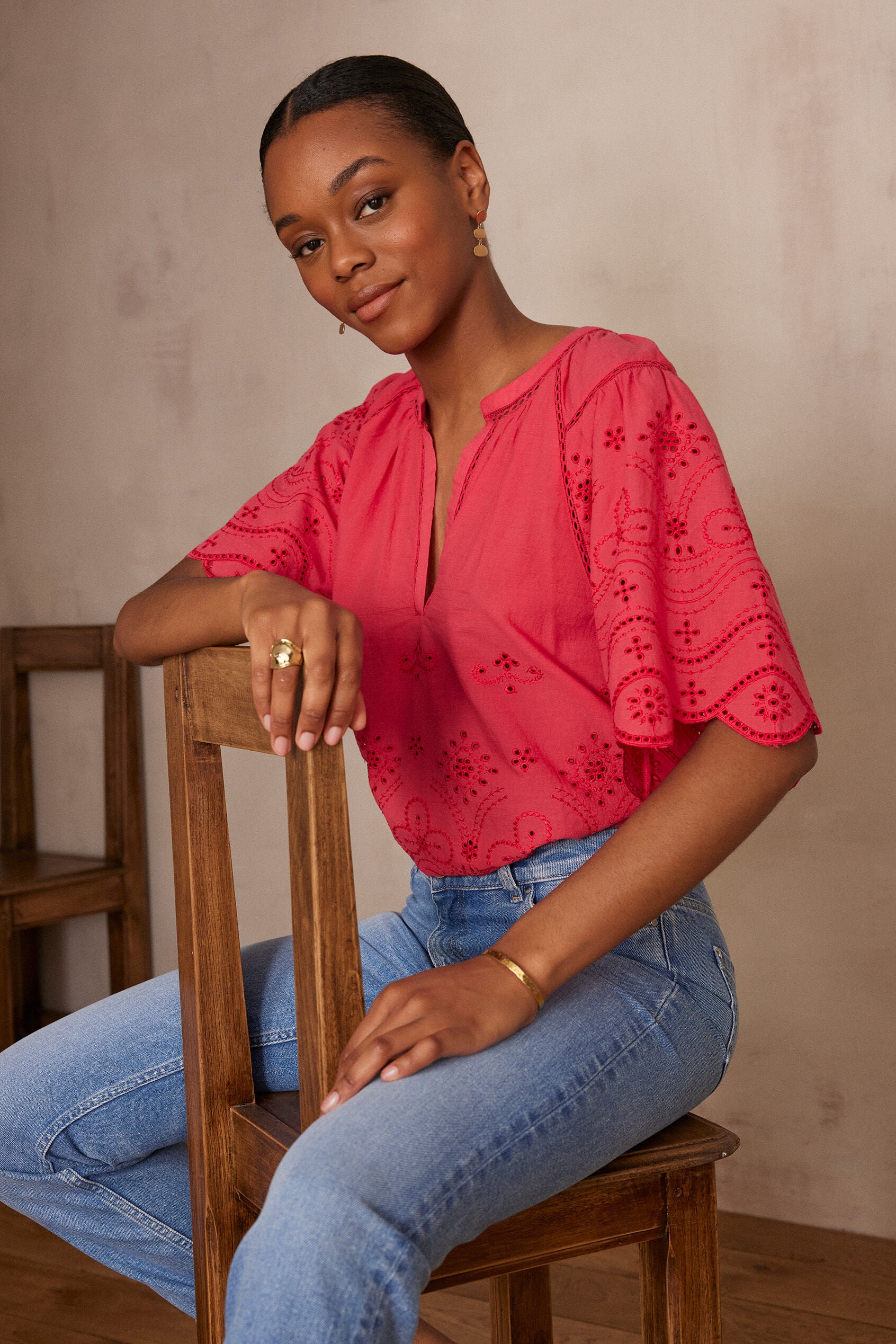 Blusa Pyma Bordado - Frambuesa