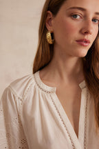 Blusa Pyma Bordada - Crudo