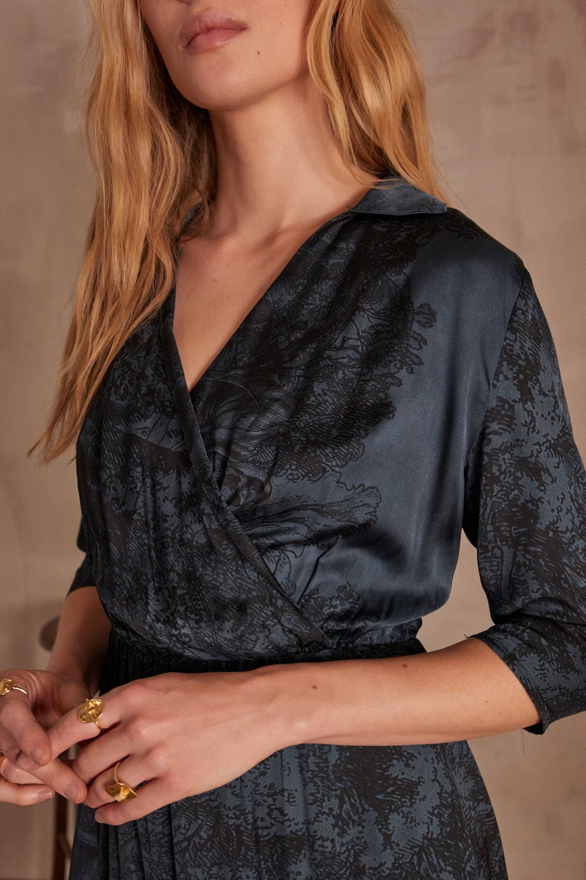Lorine Printed Floaty Dress - Ink