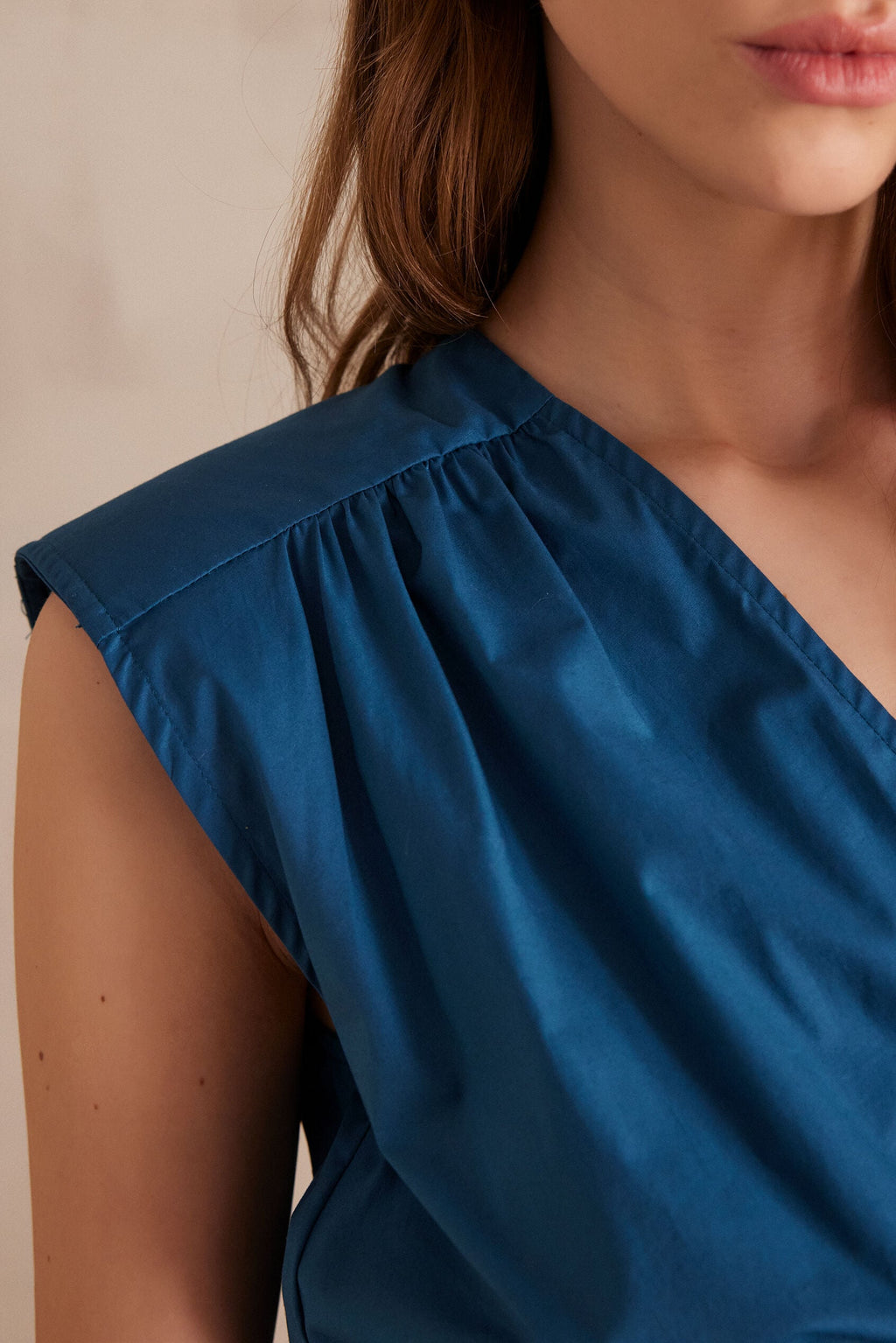 Blusa Pâquerette Popelina - Petróleo