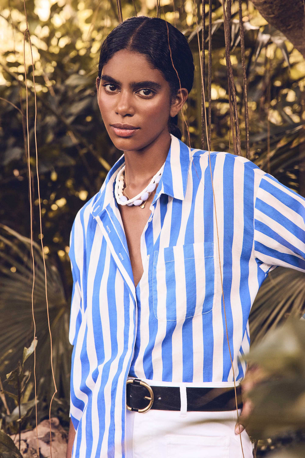 Blusa Marilou con Estampado Grande - Azul Real