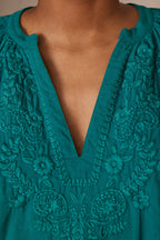 Blusa Poker Bordado - Petróleo
