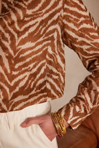 Camisa Colette Estampado Cebra - Caramelo