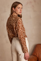 Camisa Colette Estampado Cebra - Caramelo
