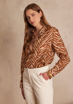 Camisa Colette Estampado Cebra - Caramelo