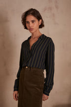 Betsy Striped Blouse - Khaki