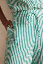 Pantalón Prune Rayé - Vert Anglais
