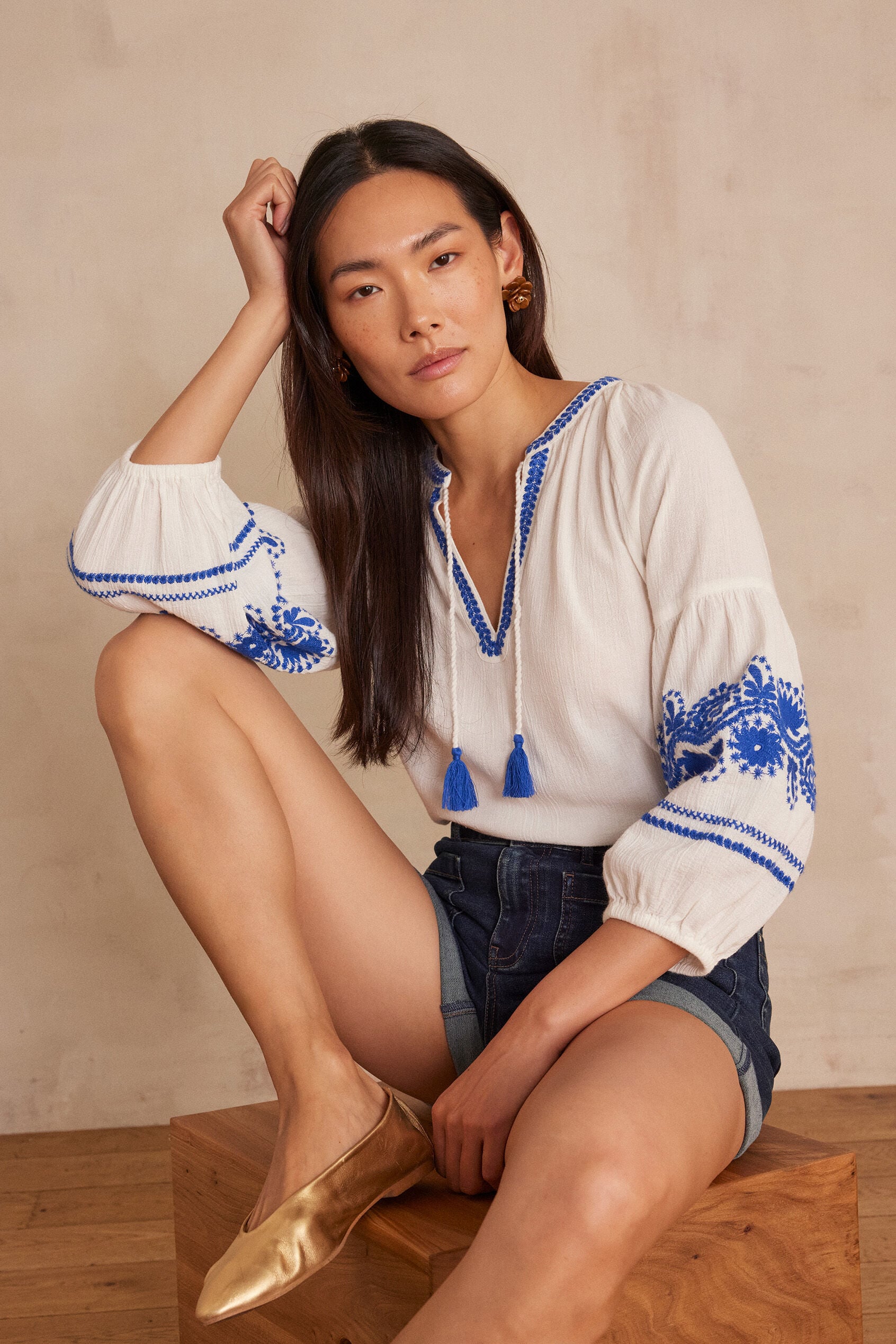 Blusa Sirène Bordada - Crudo