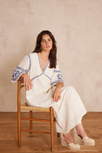 Flou Romy Bordada - Azul