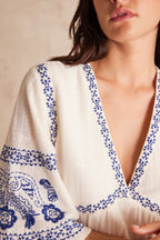 Flou Romy Bordada - Azul