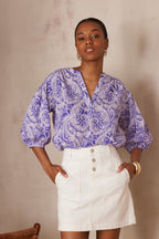 Blusa Paulo con Estampado de Arabescos - Morado