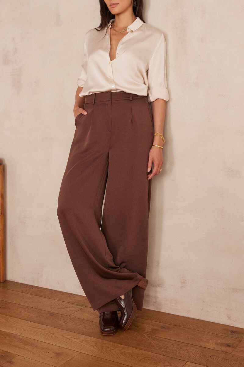 Pantalón Flaubert Satinado - Chocolate