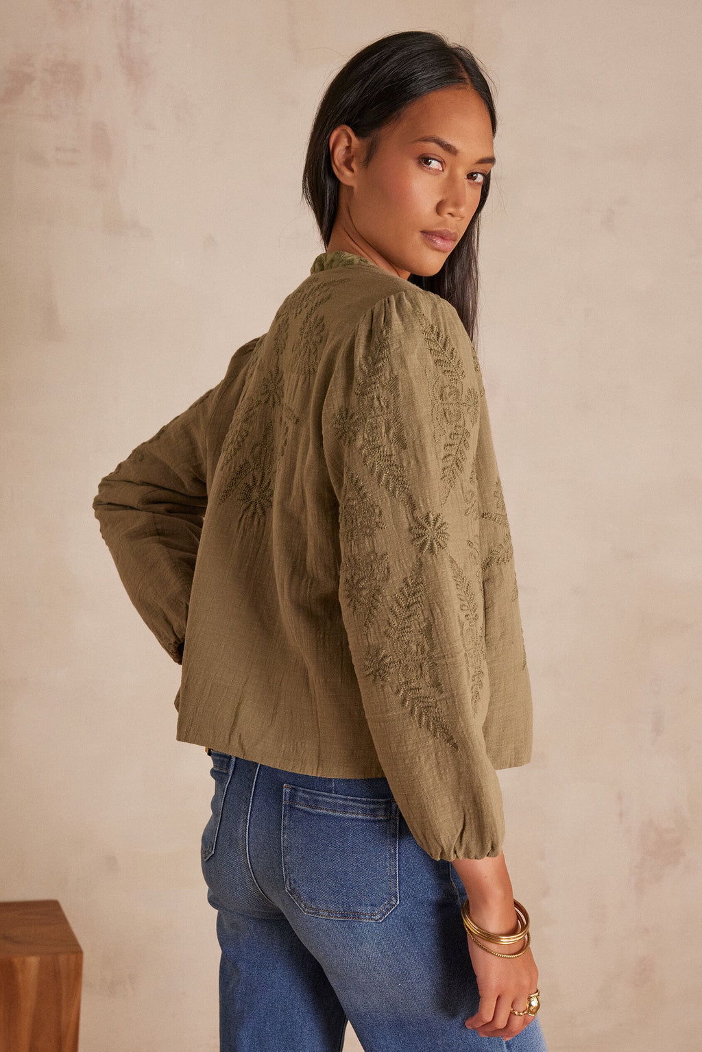 Chaqueta Pamina Bordada - Caqui