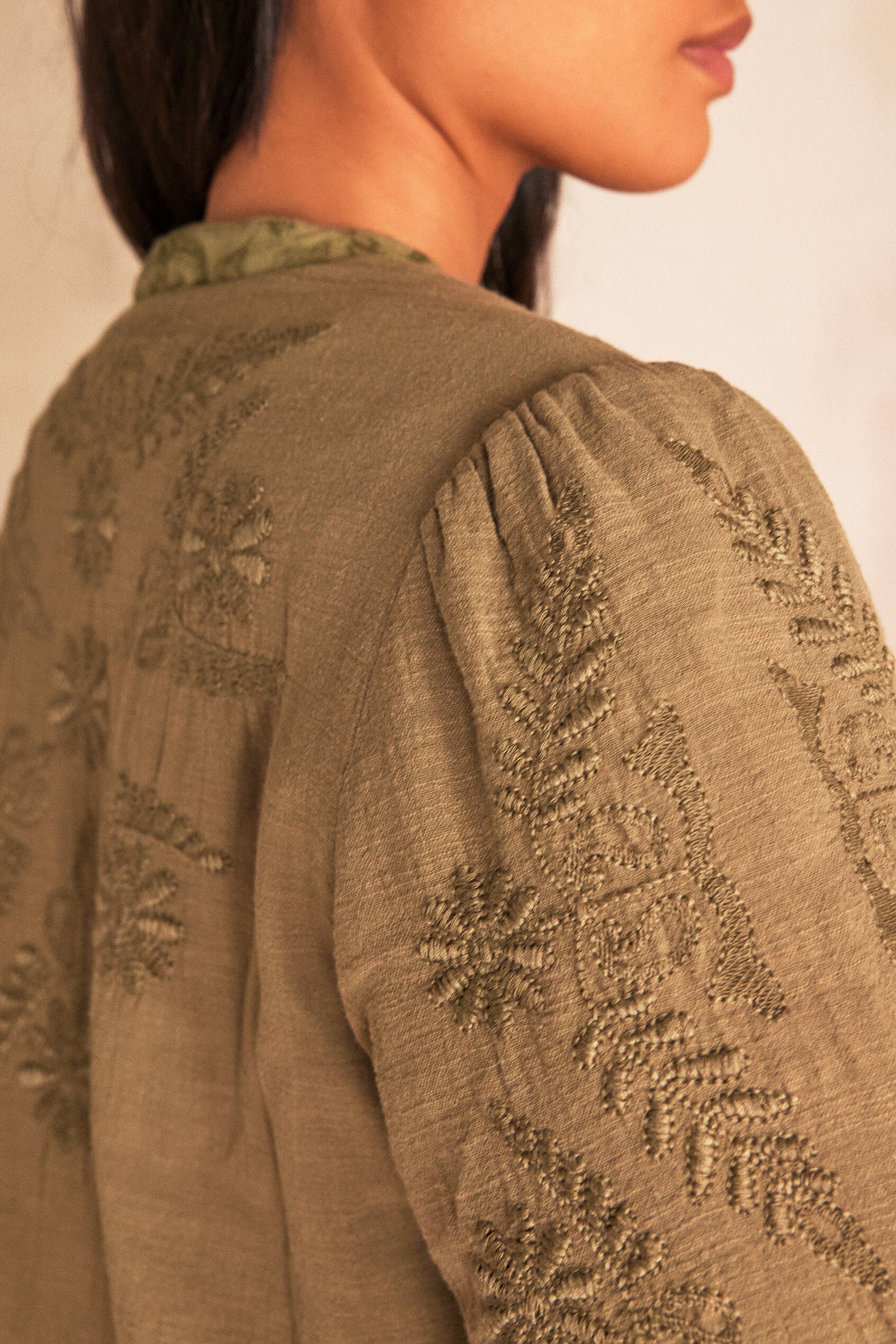 Chaqueta Pamina Bordada - Caqui