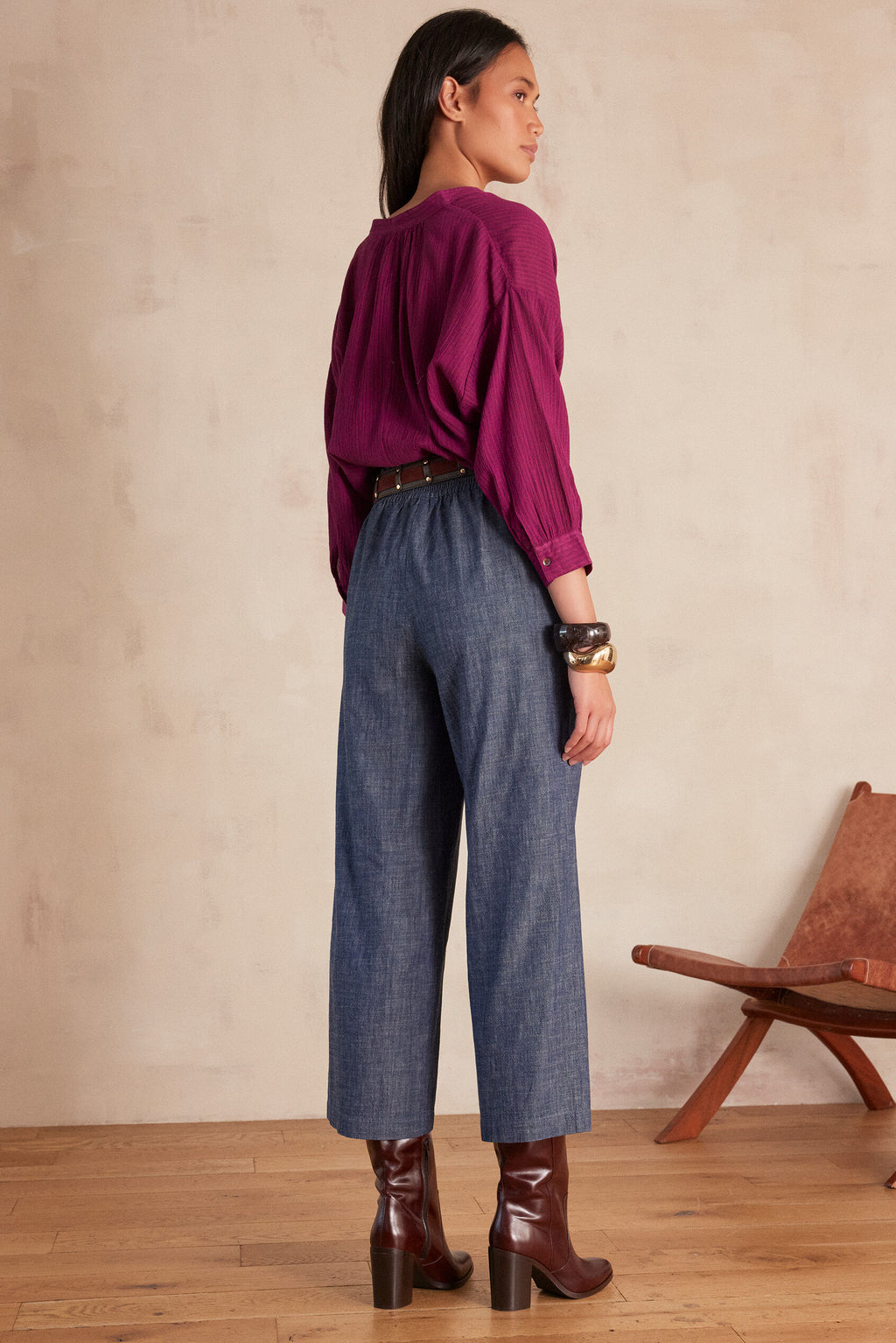 Berthie Bis Plain Trousers - Light Wash