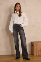 Pantalon Lisa Large Denim - Gris Souris