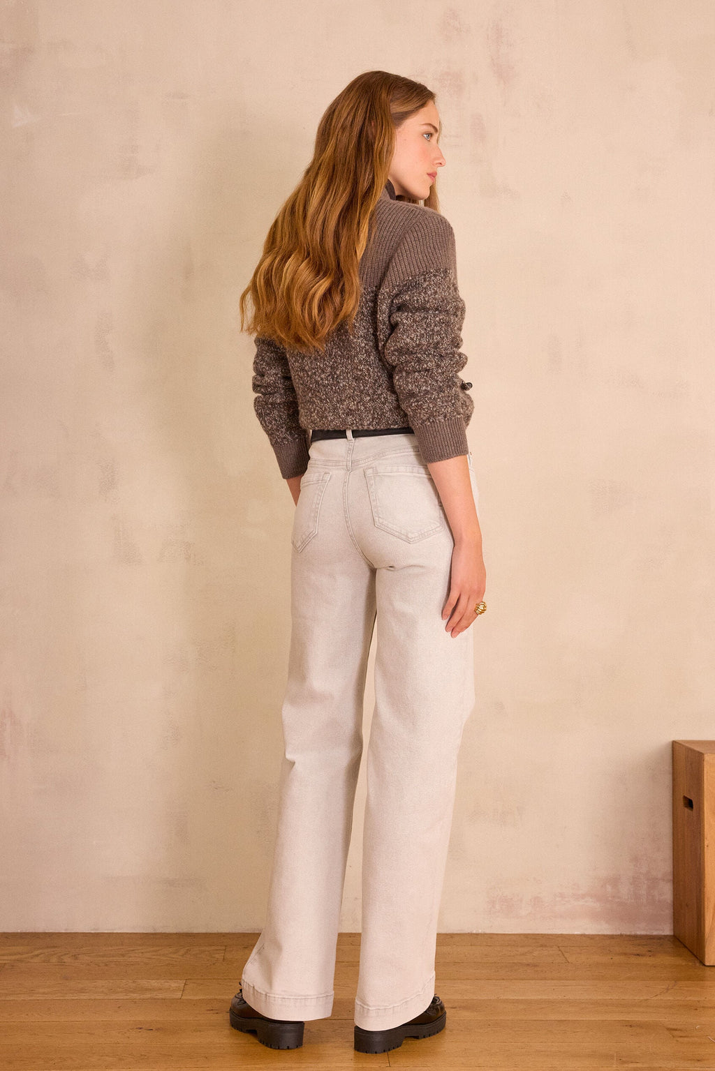 Pantalon Lisa Large Denim - Gris Souris