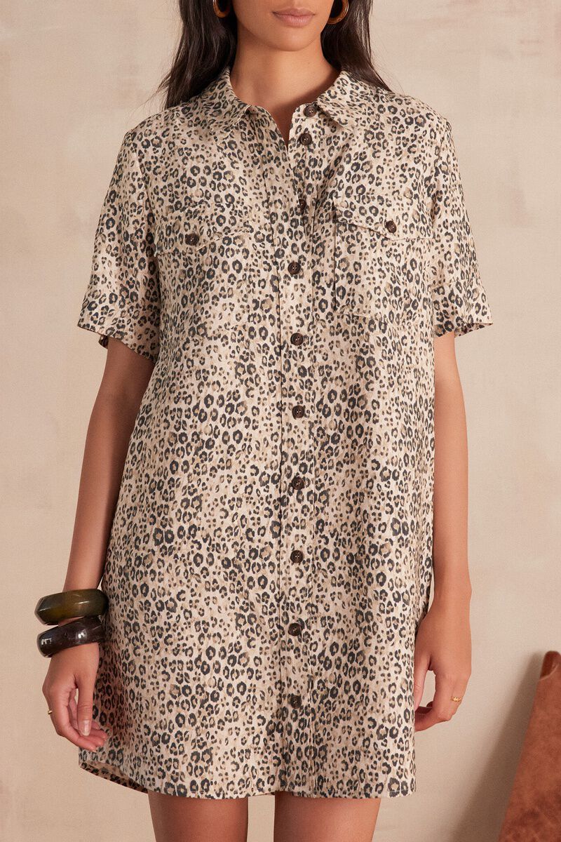 Vestido Fluido Rosemary Estampado - Natural